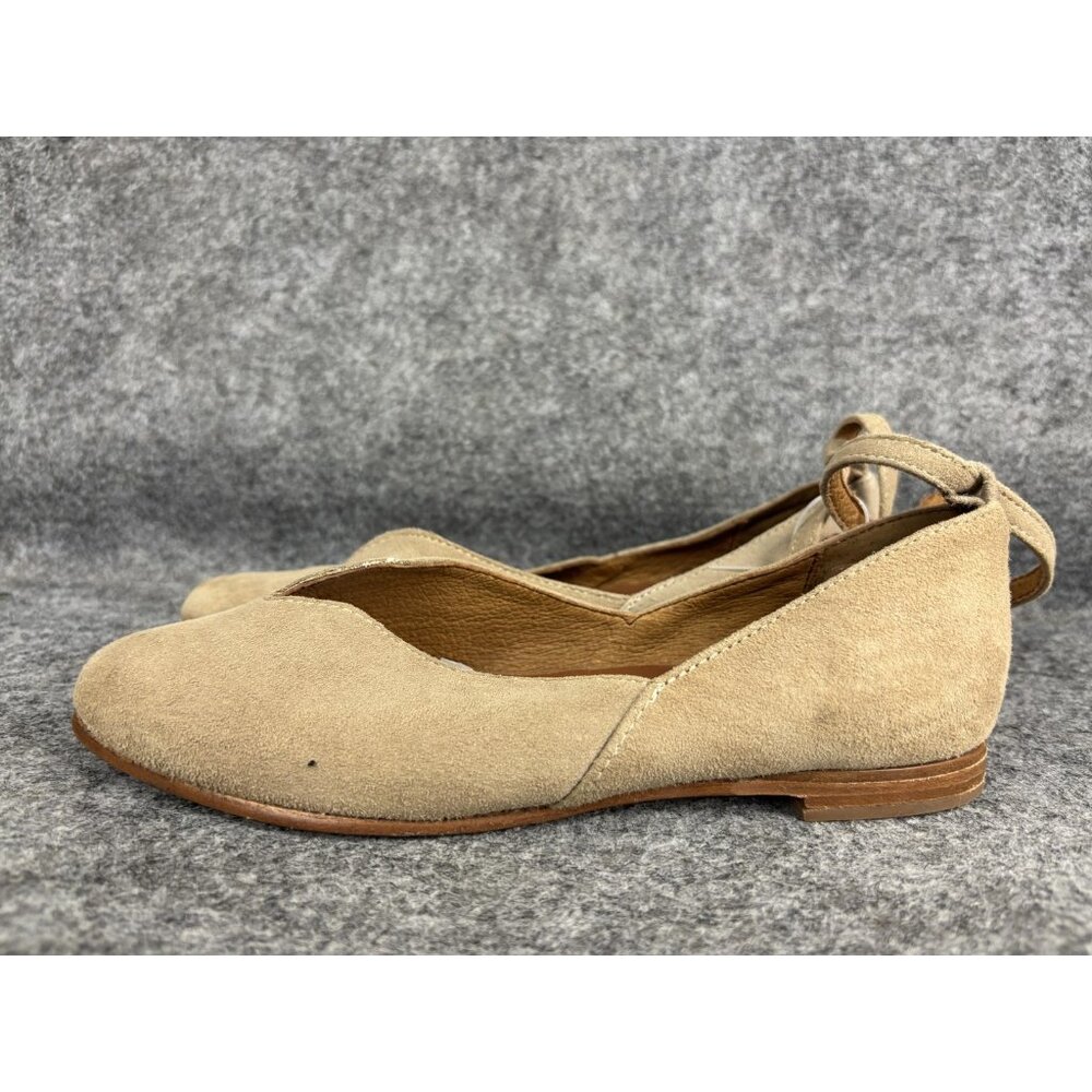 Charleston Shoe Co Shoes Womens Size 6 Beige Suede Ankle Wrap Flats Comfort